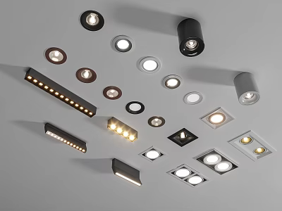 Various Styles Downlights And Spotlights For Modern Ceiling LED Lighting Fixtures 3d model