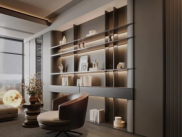 Sofa background bookcase bookcase display cabinet living room sofa background (ID:ggach222811)