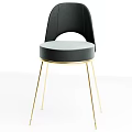 Modern Elegant Black Leather Dining Chair With Gold Metal Legs And Backrest Design