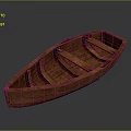 Simple Design Handcrafted Wooden Boat With Interior Planks On Gray Background