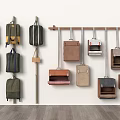 Modern backpack bag tool bag briefcase traffic bag display wall display stand 3d model