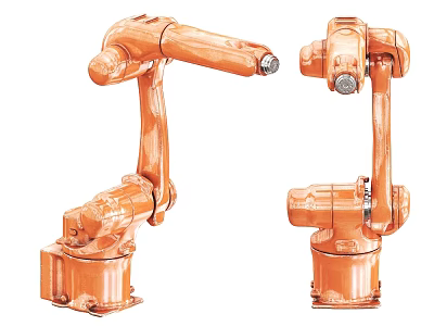 Orange Industrial Robotic Arms With Mechanical Structure For Manufacturing Automation 3d model