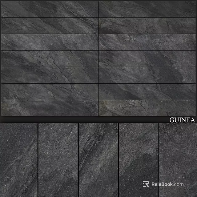 GUINEA Dark Textured Slate Stone Components For Interior Exterior Decor 3d model 
