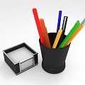 Colorful Colored Pens Stored in Black Pen Holder with Square Box