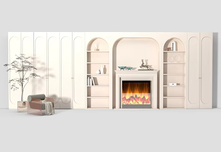 Modern background wall fireplace background wall parapet wall cabinet 3d model