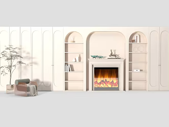 Modern background wall fireplace background wall parapet wall cabinet 3d model