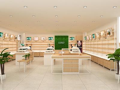 Skin care specialty store cosmetics counter image brand display iron wood combined with pastoral style 3d model