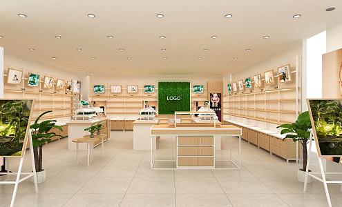 Skin care specialty store cosmetics counter image brand display iron wood combined with pastoral style 3d model