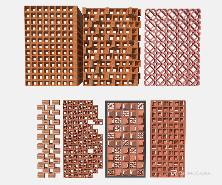 Modern Building Exterior Wall Design With Decorative Brick Patterns And Textures 3d model