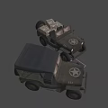 Vintage Military Jeeps With Star Emblems And Cargo Boxes On