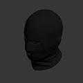 Black Knit Balaclava Hat With Eye And Mouth Holes Design On Gray Background Shadow