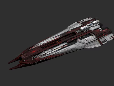Modern Warship With Sleek Red Silver Design And Advanced Naval Structure 3d model