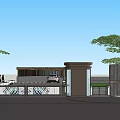 Modern Luxury Villa Entrance With Elegant Gate And Driveway Surrounded By Green Trees