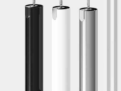Modern Sleek Chandeliers In Black White Silver Cylindrical Pendant Design 3d model