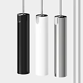 Modern Sleek Chandeliers In Black White Silver Cylindrical Pendant Design