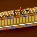 Traditional Chinese Musical Instrument With Elaborate Carved Patterns And Gold Purple Decorative Borders