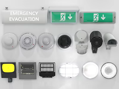 Comprehensive Projection Monitoring System With Various Surveillance Cameras Projectors And Emergency Signage 3d model