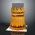 Ornate Carved Decorative Column Pedestal With Lotus Petal Patterns And Layered Structure