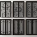 Unique Sliding Doors With Various Artistic Patterns And Decorative Glass Panels 3d model