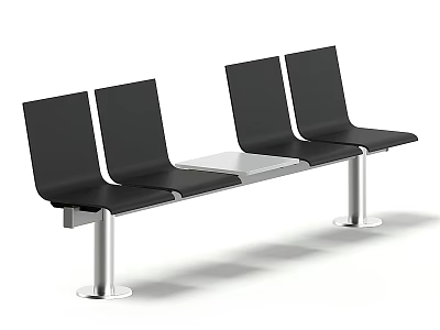 Modern Public Seating With Black Chairs Metal Legs And Central Table 3d model