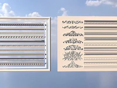 Various Ceiling Molding Designs With Ornate And Simple Patterns For Interior Decoration 3d model