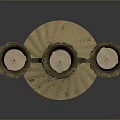 Golden Candelabra With Three Lit Candles And Spiral Decorative Base