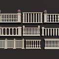 Various Decorative White Fence Designs With Ornate Railings And Flower Pots