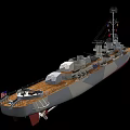 Military Warship Deck Displaying Colorful Flags Naval Guns And Upper Structure Details