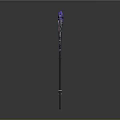 Fantasy Style Staff With Purple Blue Wings And Metallic Accents For Game