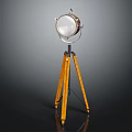 Vintage Industrial Tripod Floor Lamp With Wooden Legs And Metal Shade