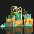 Traditional Dragon Boat Festival Zongzi Display Stack With Green Packaging Mountain Designs And Dragon Boat