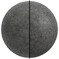 Gray Sphere With Textured Stone like Surface And Central Black Dividing Line