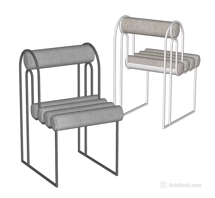Modern Leisure Chair With Sleek Metal Frame And Gray Upholstered Design 3d model 
