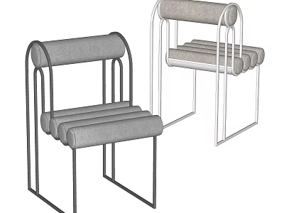Modern Leisure Chair With Sleek Metal Frame And Gray Upholstered Design 3d model