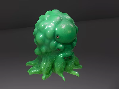 Fictional Green Bumpy Tentacled Game Movie Character With Bulbous Body 3d model