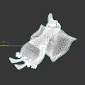 3D Model of Aquatic Animal White Detailed Rendering on Black Background
