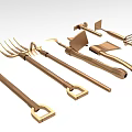 Modern Gold Metal Ornamental Decor Set For Home With Tool Design Elements 3d model