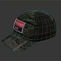Camo Pattern Cap With Red Handsome Boy Label And Mesh Panel 3d model