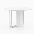 Modern Round Dining Table With White Marble Tabletop And Gold Metal Frame 3d model