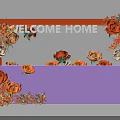 Floral Display with Orange Frame Welcome Home Sign and Orange White Roses Decorative Setup