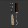 Household Kitchen Tongs With Wooden Handles And Metal Grips For Cooking