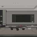 Modern Living Room Interior With TV Wall Sofa Coffee Table And Floor To Ceiling Windows
