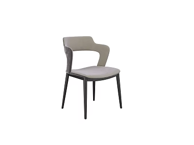 Modern Elegant Dining Chair With Gray Upholstered Seat And Black Metal Legs 3d model