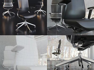 Ergonomic Black Office Chair With Swivel Wheels And Adjustable Design In Modern Workspace 3d model