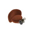Orange Single Sofa Velvet Upholstered Modern Rounded Design With Decorative Spheres For Living Room