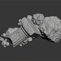 Ancient Collapsed Stone Column With Scattered Debris And Broken Rocks 3d model