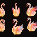 Colorful Swan Shaped Art Installation With Illuminated Feather Design And Decorative Lights