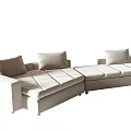 Light Beige Modern Sectional Sofa With Comfortable Cushions And Modular Design 3d model