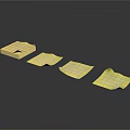 Yellow Sticky Notes in Different Folded and Flat Shapes on Dark Background 3d model