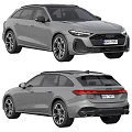 Gray Audi Avant Station Wagon With Sporty Design Front Rear View And Alloy Wheels
